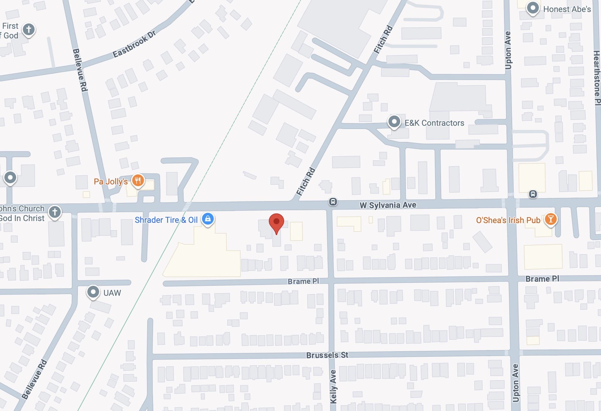 Map showing Better Build at 2017 W. Sylvania Ave, near Fitch Rd in Toledo, OH